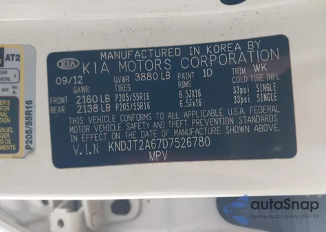 2013 Kia Soul + from USA, damaged, VIN KNDJT2A67D7526780